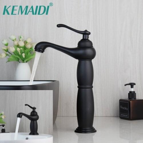 Bathroom Black Finished Basin Sink Faucet Deck Mounted Mixer Bamboo Shape Single Hole Single Handle Faucets High Taps