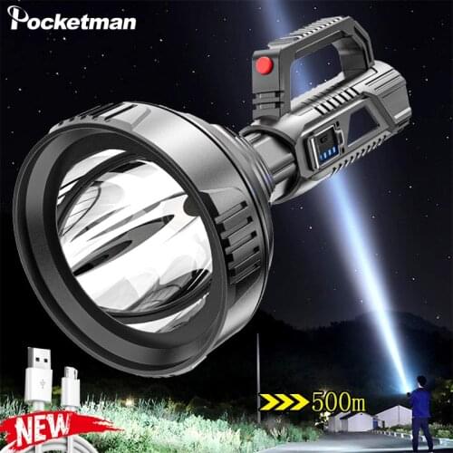 Super Bright LED Portable Spotlights Tactical Torch 300W Lantern Camping Flashlight Bicycle Searchlight Suitable for Expeditions