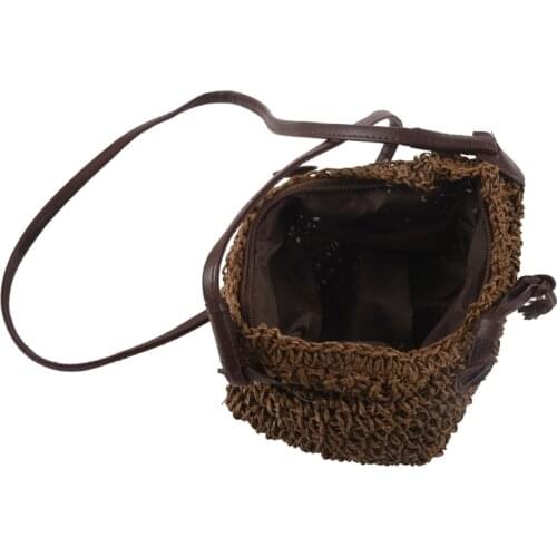 Fabric bags Shoulder Straw Summer of Women Fabric Crossbody Bags Canvas Jute Beach Travel Bag Brown
