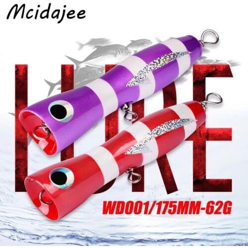 WOW !!! So Big Popper Floating 17.5cm/62g Saltwater Wood Lures Bait Balancer Carp Fishing Tackle Topwater Boat Fishing Lures