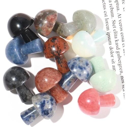 10pcs Natural Semi-precious Stone Mushroom Ornaments Carving Gemstone Crafts Decoration Crystal Mushrooms For Home U4C1