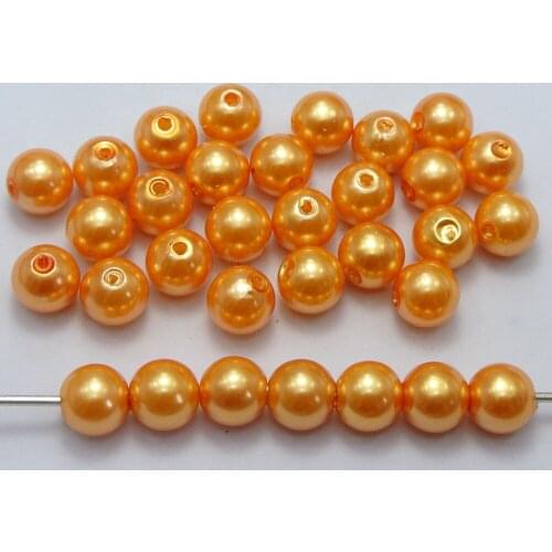 100 Pcs 10mm Plastic Faux Pearl Round Beads Orange Imitation Pearl