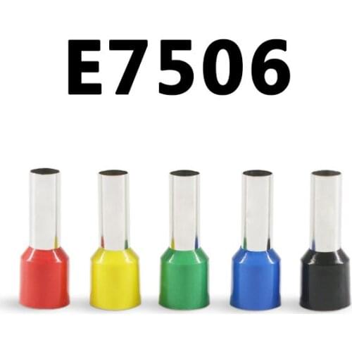 100pcs E7506 20AWG Long Tube Insulated End Terminal Wire Copper Crimp Connector VE7506