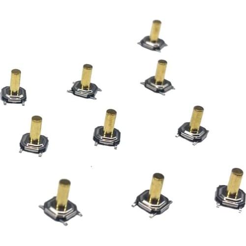 100 pcs/lot 12V 0.5A 5.2*5.2*0.8mm-6.0mm 4 Pin SMT Push Button Switch Metal Tactile Micro Tact Touch Switch Copper Interruptor