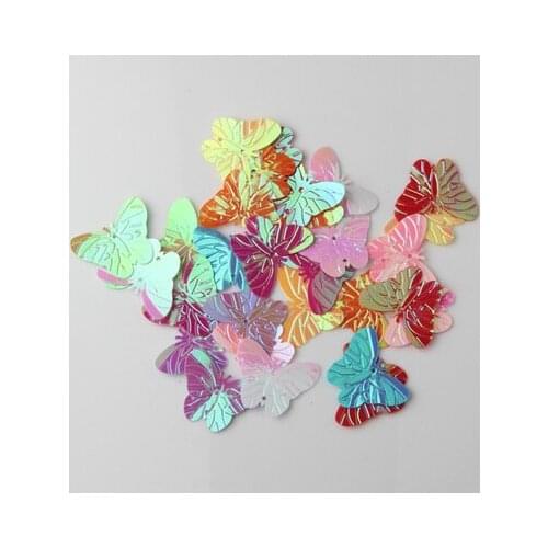 260pcs Large Butterfly Sequins 22*30mm PVC Flat Paillette Decoration With 2 Holes Sewing,Women/Kids Garment Mix AB Colors