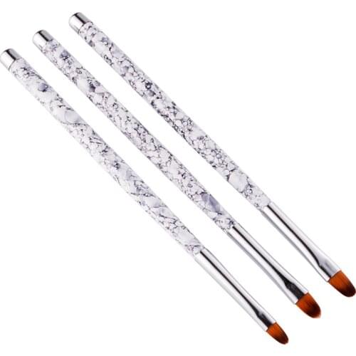 3Pcs Round Head Acrylic UV Gel Extension Builder Pen Nail Art Brushes Painting Drawing Flower Manicure Tips Tools