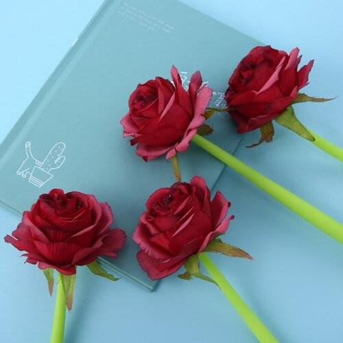 8 Pcs Creative Simulation Rose Flower Silicone Gel Pen School Office Stationery Valentines / Teachers' Day Gift