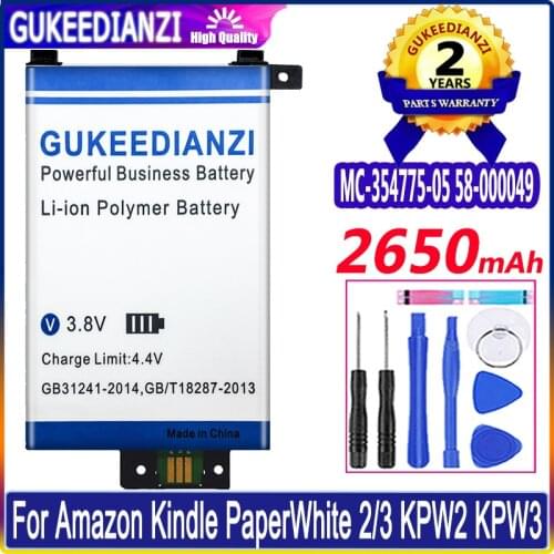 2650mAh GUKEEDIANZI MC-354775-05 58-000049 High Capacity Battery For Amazon Kindle PaperWhite 2/3 KPW3 KPW2 DP75SDI S13-R1