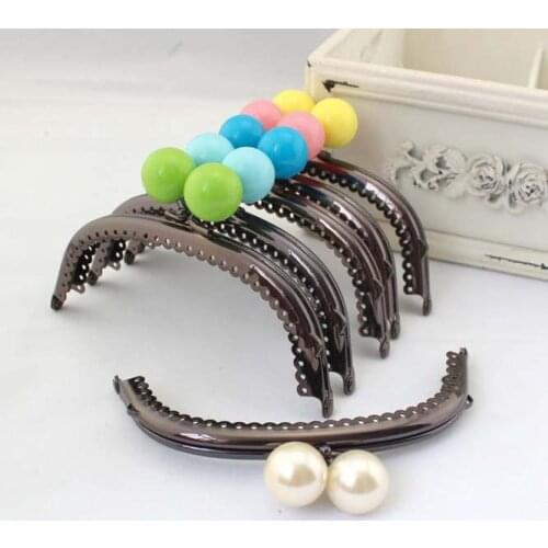 C76 Big beads gun black arc-shaped Kiss Clasp 12.5CM lace thicken Candy bead multicolor Metal purse frame 5pcs/lot