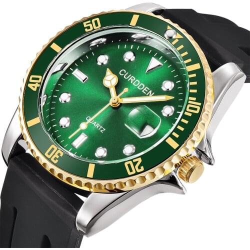 CURDDEN Brand Watches Mens Fashion Silicone Band Casual Date Quartz Wristwatches Unique Designer Watches Relojes Lujo Marcas Men
