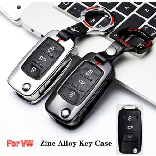 Zinc Alloy Flip Key Cover Case Fob Holder for VW Volkswagen Polo Golf for Skoda