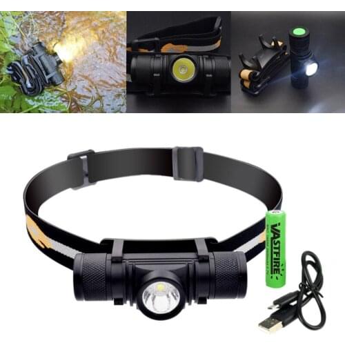 6 Modes Stepless Dimming USB Charging IPX6 50-1000LM Waterproof Headlamp Cycling Hunting Camping L2 LED Rechargeable 18650