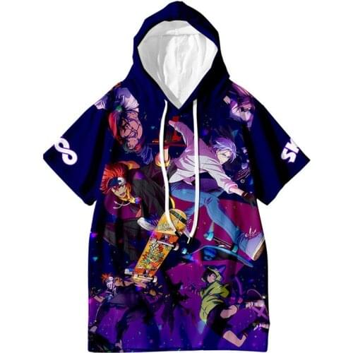 SK8 The Infinity Hooded Tshirt Langa Hasegawa Anime 3D Printing Short Sleeve Tops T-shirt MIYA Cosplay T Shirt Women Men Spring