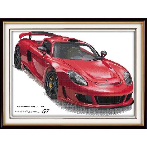 Joy Sunday Car Motif Embroidery Home Decor Handmade Cross-stitch Set DIY Needlework Kits Painting Counted Print on Canvas11&14CT