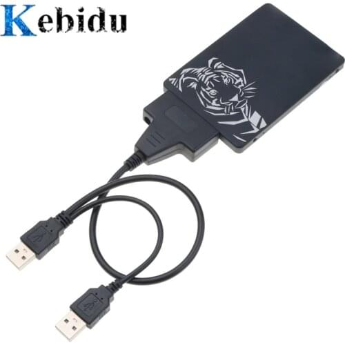 Kebidu Dual USB 2.0 to SATA 22Pin Adapter Cable for 2.5 / 3.5 inch HDD External Power Hard Disk Drive Converter 5.5mm Newest