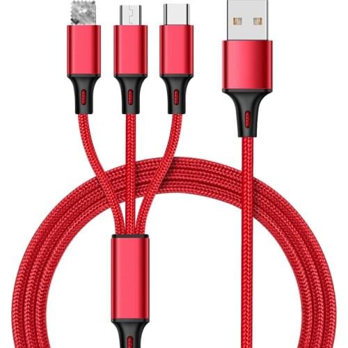 Data USB Cable 3in1 For iPhone Fast Charger Charging Cable For Android Phone Type-C Xiaomi Huawei Samsung Charger Wire For iPad