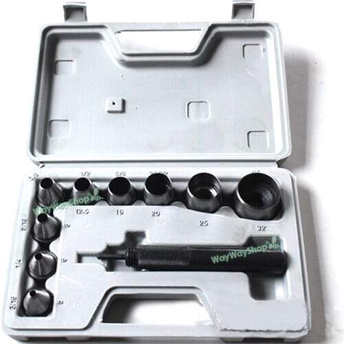 A Box Hollow Punch Leather Rubber Jumbo big Hole Gasket Tools 5mm to 32mm Steel KIT