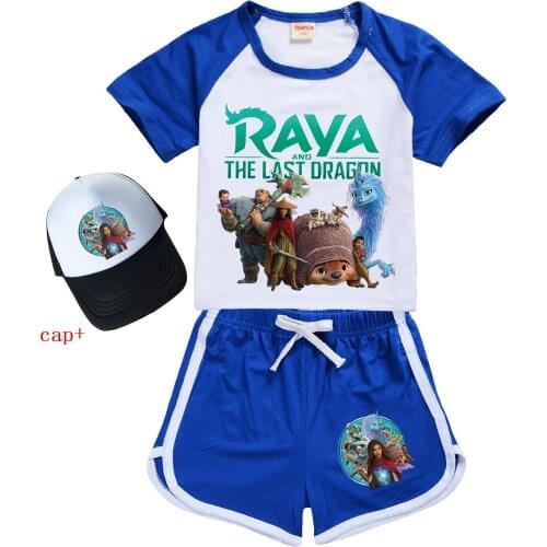 Raya and The Last Dragon Girls Clothing Sets boys Kids Clothes Sweatshirts Suit Children Short Sleeve T-Shirt +Pants Outfits