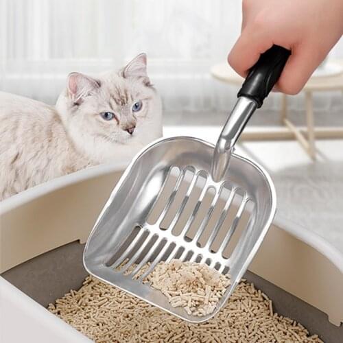 Pet Cat Litter Scoop Durable Aluminum Alloy Cat Litter Scoop Big Sifter Deep Shovel with Long Handle Easy to Clean
