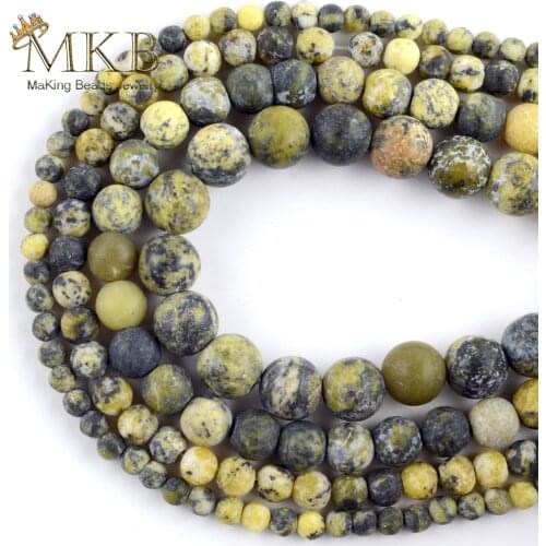 Natural Dull Polished Yellow Turquoises Stone Round Loose Beads For Jewelry Making DIY Bracelet Jewellery 4mm-12mm Spacer Beads