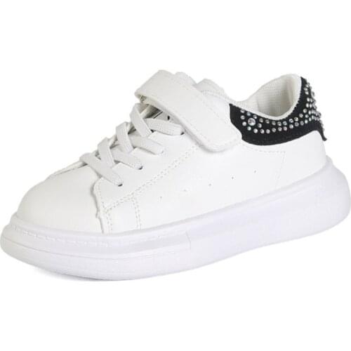 2021 New Spring Autumn Kids Shoes Girls Leather Soft Sole Sport Running Shoes Child All-match Casual Fashion White Shoes