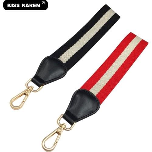 KISS KAREN Brand New Replacement Clutches Strap Striped Color Wristlet Straps Fashion Bag Strap Cotton Ribbon Straps for Bags