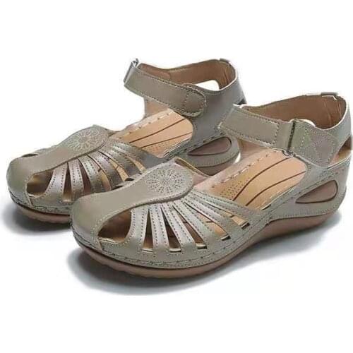 Plus Size Woman Summer Vintage Wedge Sandals Simple Fashion Buckle Casual Sewing Women Shoes Ladies Platform Retro Sandalias