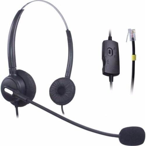 Wantek Hands Free Telephone Headset Dual with Noise Cancelling Mic, Volume Mute Control Call Center Phone Headsets RJ9 RJ11 Jack