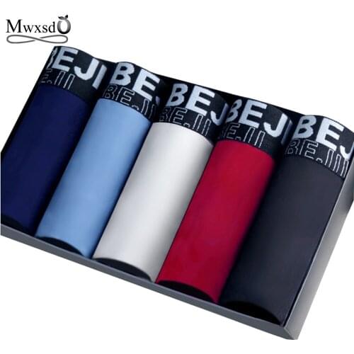 5 pcs/lot High quality Mwxsd Brand Men cotton boxer Underwear Sexy Knickers solid Shorts Underpants calzoncillos hombre