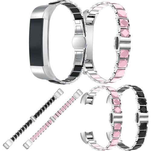 Smart Bracelet Wrist Strap For Fit bit Alta HR Band Pink Ceram+Stainless Steel Butterfly Clasp luxurious Watchband Accessories