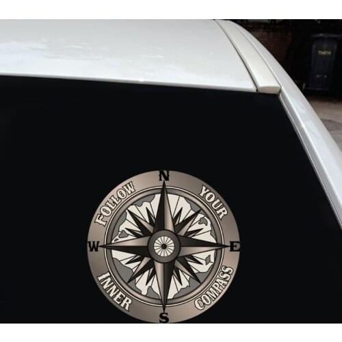G5AD 12CM*12CM Universal Reflective Funny Follow Your Inner Compass PET Car Sticker