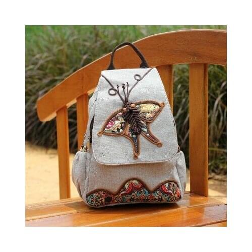 Fashion national string appliques women shopping backpacks!New prints lady casual zipper&hasp backrack All-match canvas backruck