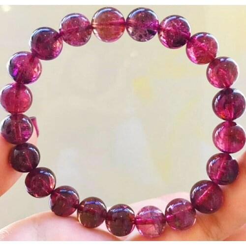 Genuine 8.8mm Red Natural Tourmaline Bracelets For Women Female Stretch Round Bead Crystal Bracelet AAAAA Certificate