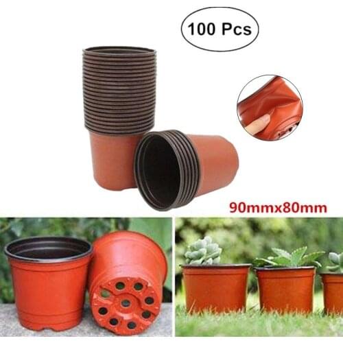 100 Pcs Plastic Nursery Pot Seedlings Flower Plant Container Garden Seed