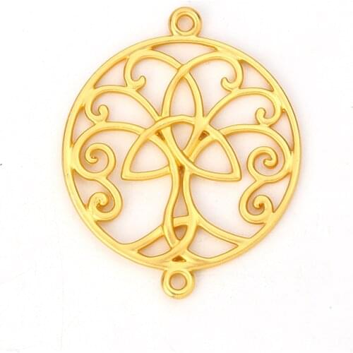 2PCs Fashion Zinc Based Alloy Connectors Round Matt Gold Filigree For Earrings Necklace DIY Findings 49mm x 40mm