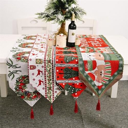 2021 New Year 1pc 180x35cm Christmas Table Runner Christmas Decorations for Home Ornaments Xmas DIY Gift Noel 2020 Navidad Decor