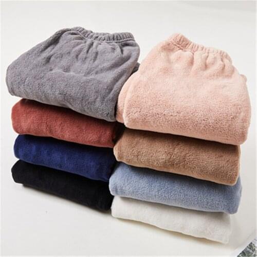 2021 Casual Loose Pajamas Winter Warm Coral Fleece Solid Color Pajamas Comfortable Skin-friendly Simple All-match Pants H367