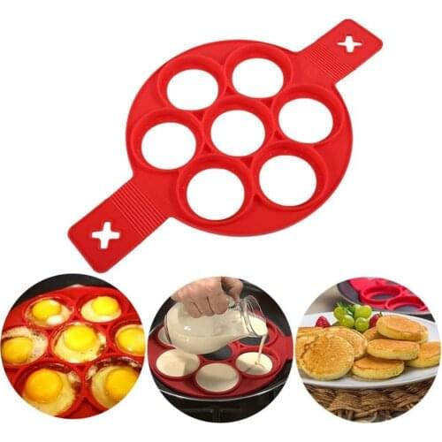 7 Holes Egg Pancake Ring Nonstick Maker Molds Silicone Cooker Mold Fried Shaper Omelet Moulds For Kitchen Baking Accessorie tool