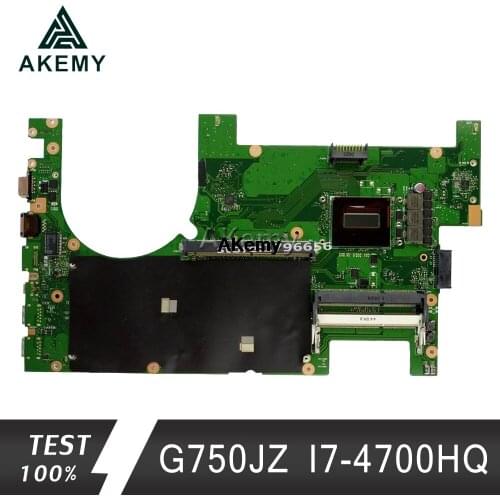 Akemy G750JZ Onboard I7-4700HQ CPU mainboard For Asus G750JZ G750JS G750J laptop motherboard 60NB04K0 100% Tested free shipping