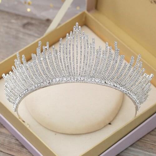 White luxury elegant crown Princess tiaras wedding Brides Hair jewelry for women