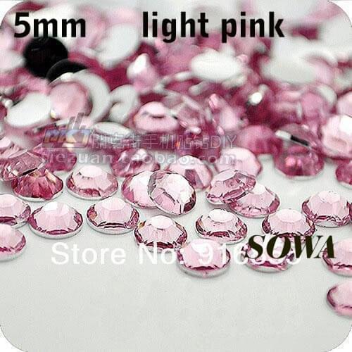 Free Shipping 720pcs/bag SS20 Size 5mm Light Pink Resin Flatback beads,Nail Art beads,DIY Wedding Decoration
