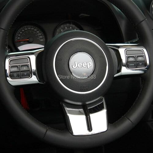 Free shipping slilver Steering Wheel Cover Trim for 2011 - 2016 Jeep Wrangler Jk Sahara Rubicon & Compass & Patriot - Set