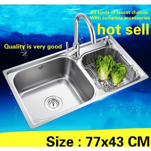 Free shipping Fashion kitchen sink 304 stainless steel normal double groove hot sell 77x43 CM