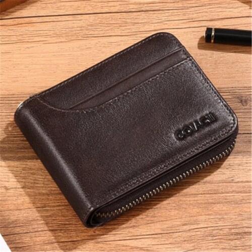 Brand Genuine Leather Men Wallets Short Coin Purse Small Retro Wallet Cowhide Leather Card Holder Pocket Purse Slim Men Wallets