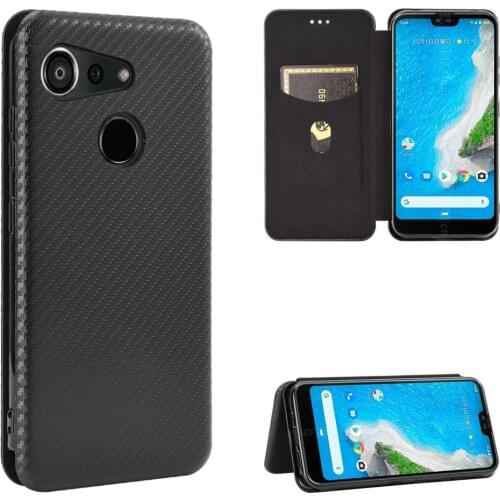 For Kyocera Android One S6 Case Luxury Flip Carbon Fiber Skin Magnetic Adsorption Case For Kyocera Android One S6 Phone Bags