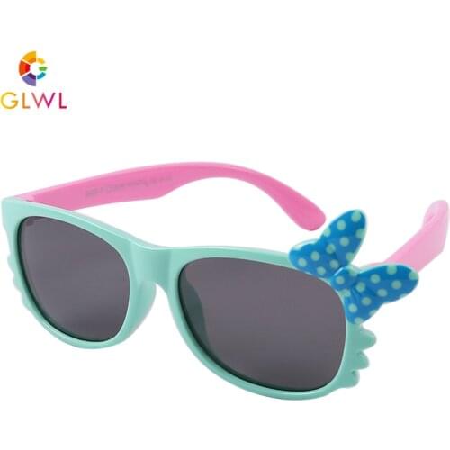 Childrens Sunglasses Girls Polarized Sun Glasses Colorful Eye Lenses Baby Silicone Square Butterfly Eyeglasses UV 400 Sports