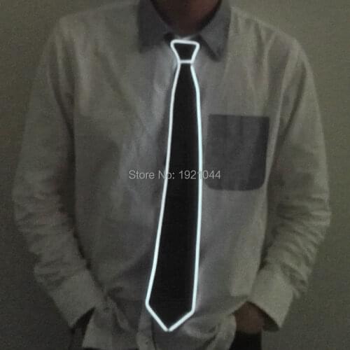 EL Wire Light up Neck Tie with DC-3V Steady on Inverter EL Costume EL Suit Tie Gist for Men Glow Party Decor