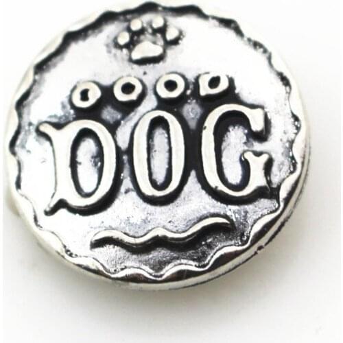 Hot selling 10pcs/lot Antique round metal DOG ginger snap button for 18mm DIY snap bracelet&bangles charms snaps jewelry