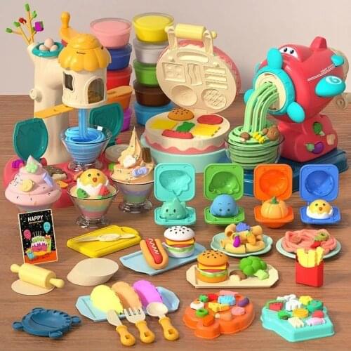 Simulation Kitchen DIY Toys Color Mud Set Food Ice Cream Machine Kids Kitchen Model Play House Toys Girls Kitchen Toy Children
