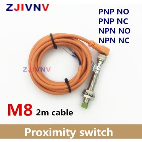 5pcs M8 PNP/NPN NO/NC proximity inductive sensor switch with connector DC 3 wires non-flush type 2mm normally open/ close sensor